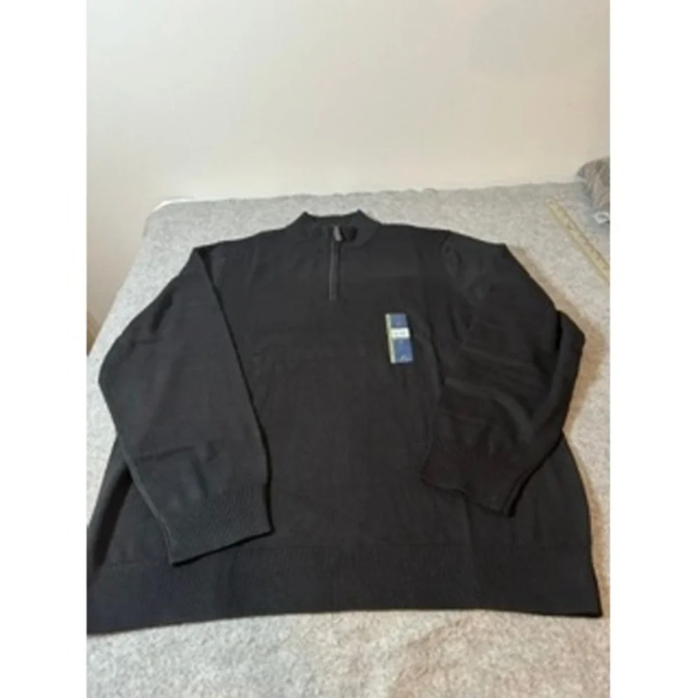 George Mens Black Quarter Zip Mock Neck Sweater XL NEW